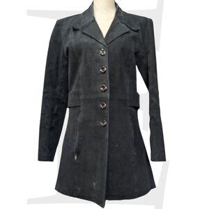 Helium Black Suede Layering Coat